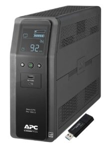 apc sine wave ups battery backup & surge protector, 1000va, apc back-ups pro (br1000ms) bundle including 16gb datatraveler