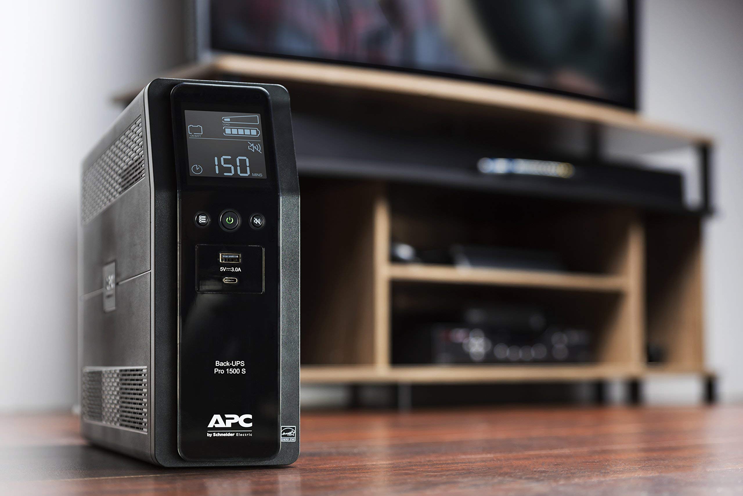 APC UPS BR1500MS, 1500VA Sine Wave UPS Battery Backup & Surge Protector, Backup Battery with AVR and LCD Display, 2 USB Charging Ports, Uninterruptible Power Supply, APC Back-UPS Pro Series (Renewed)