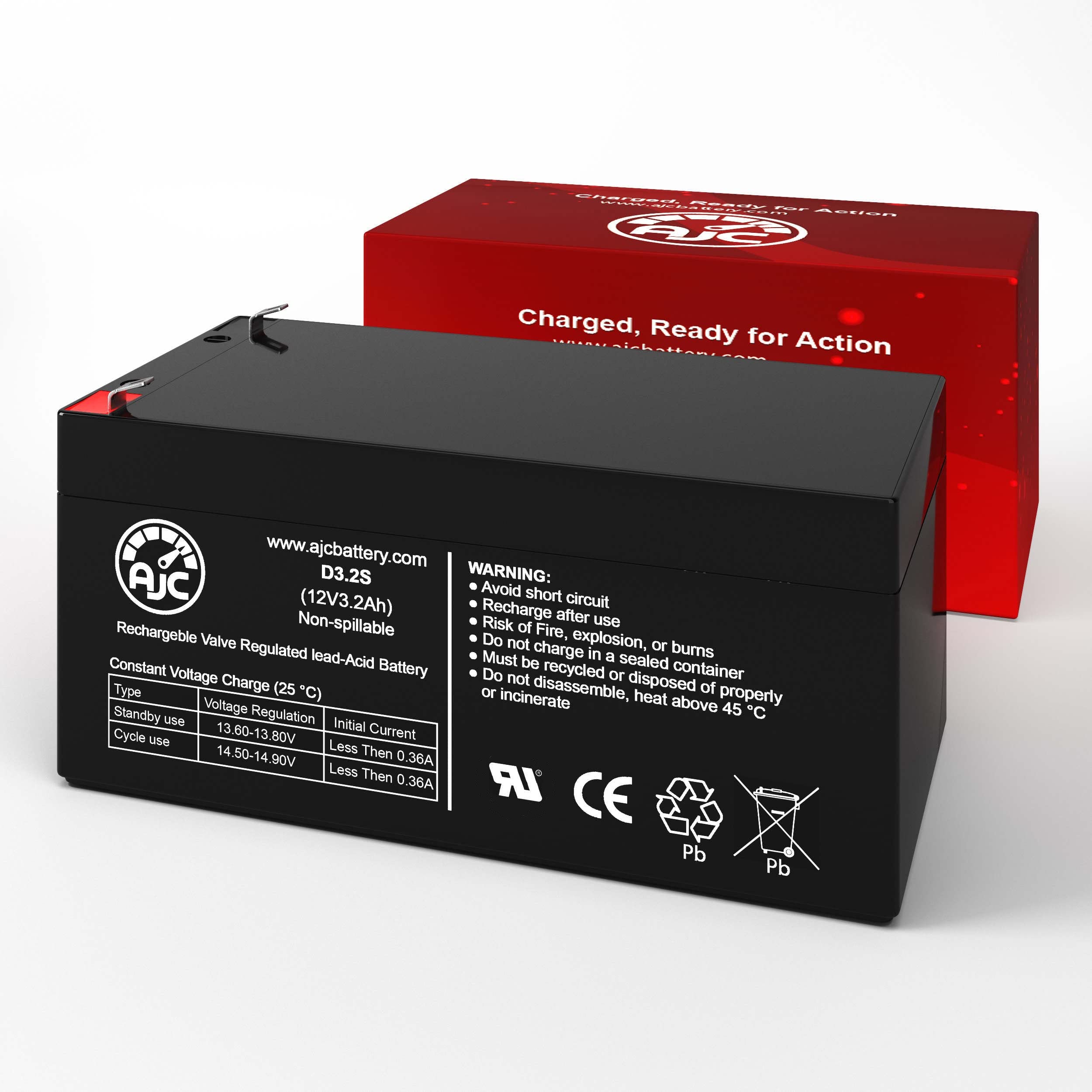 AJC Battery Compatible with APC BackUPS ES 350 BE350U 12V 3.2Ah UPS Battery