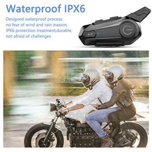 Wipeeyes Motorcycle Headset E1 Helmet Intercom Headset with CVC Noise Cancellation Stereo Music IPX6 Waterproof for Full face Helmet