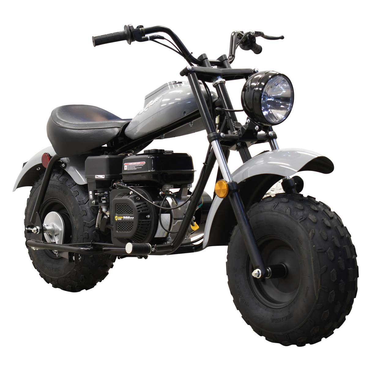 Massimo Motor Warrior200 196CC, 6.5 HP Engine Super Size Mini Moto Trail Bike MX Street for Adults. Wide Tires Motorcycle Powersport CARB Approved (Gray)