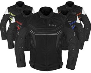 motorcycle jacket for men enduro dualsport riding high visibility dirtbike ce armor waterproof all season (black, x-large)