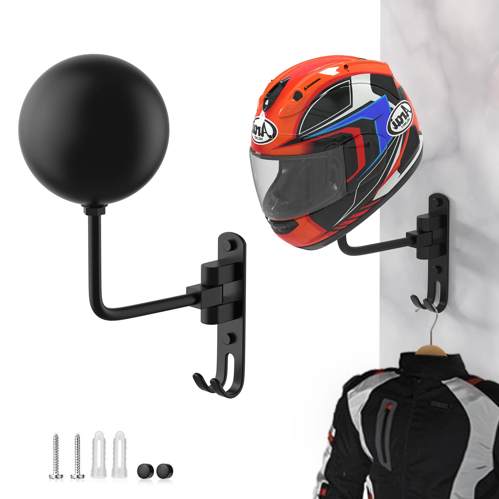 LIFXIZE Helmet Hanger Wall Mount 180° Swivel Helmet Holder for Motorcycle Bike Racing Outerwear Sports Gear