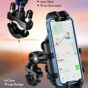 BRCOVAN Motorcycle Phone Holder with Vibration Dampener, Anti-Shake Motorcycle Phone Mount, Adjustable Handlebar CellPhone Holder for Motorcycle Bike Bicycle Scooter ATV Fit 5.4''-7.2'' Smartphone