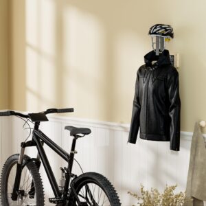 Leadiy Motorcycle Helmet Holder, Helmet Holder Wall Mount,Motorcycle Helmet Rack with Jacket Hanger