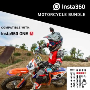 Insta360 Motorcycle Bundle with Invisible Selfie Stick- Complete Mounting Kit for Insta360 X4/X3/X2/X Cameras | Compatible with Insta360 GO 3/3S/GO2/ONE R/RS, EVO and GoPro 12/11/10/9/MAX (2 Items)