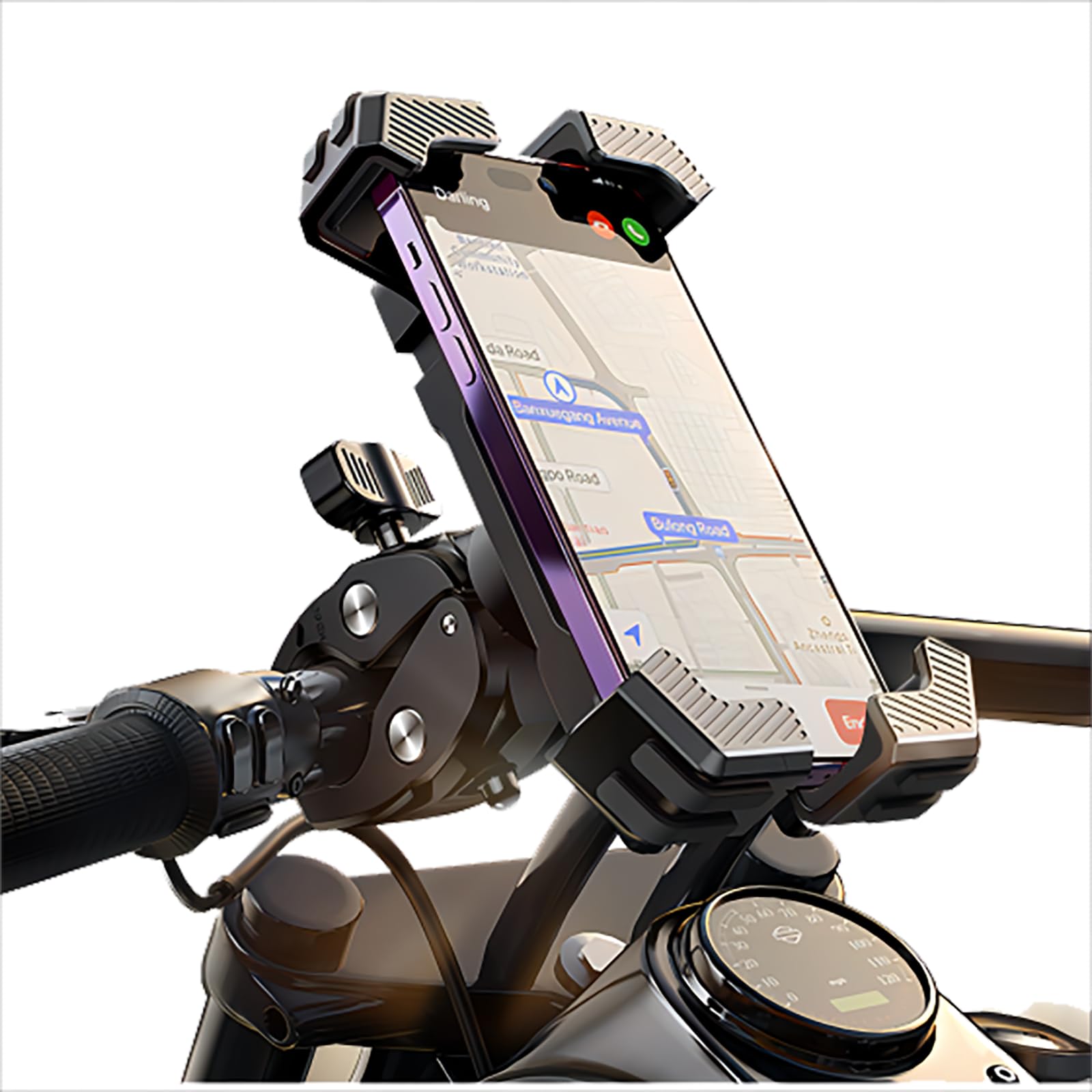 JOYROOM Motorcycle Phone Mount, [Fastest Visualize Lock][150mph Wind Anti-Shake] Bike Phone Holder with Easy Install Handlebar Clamp, fits for Bicycle Scooter ATV/UTV, Fit for iPhone & All Phones