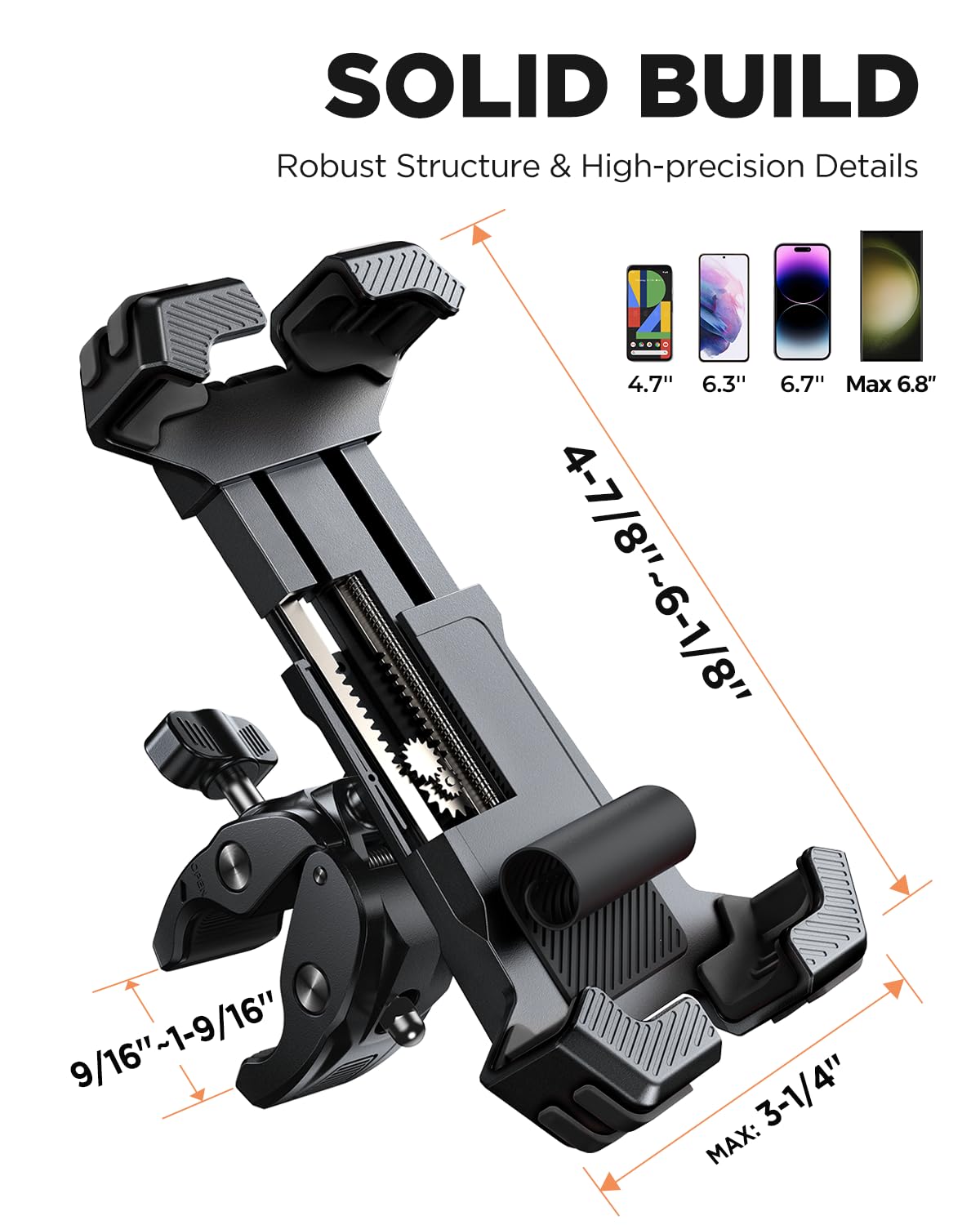 JOYROOM Motorcycle Phone Mount, [Fastest Visualize Lock][150mph Wind Anti-Shake] Bike Phone Holder with Easy Install Handlebar Clamp, fits for Bicycle Scooter ATV/UTV, Fit for iPhone & All Phones