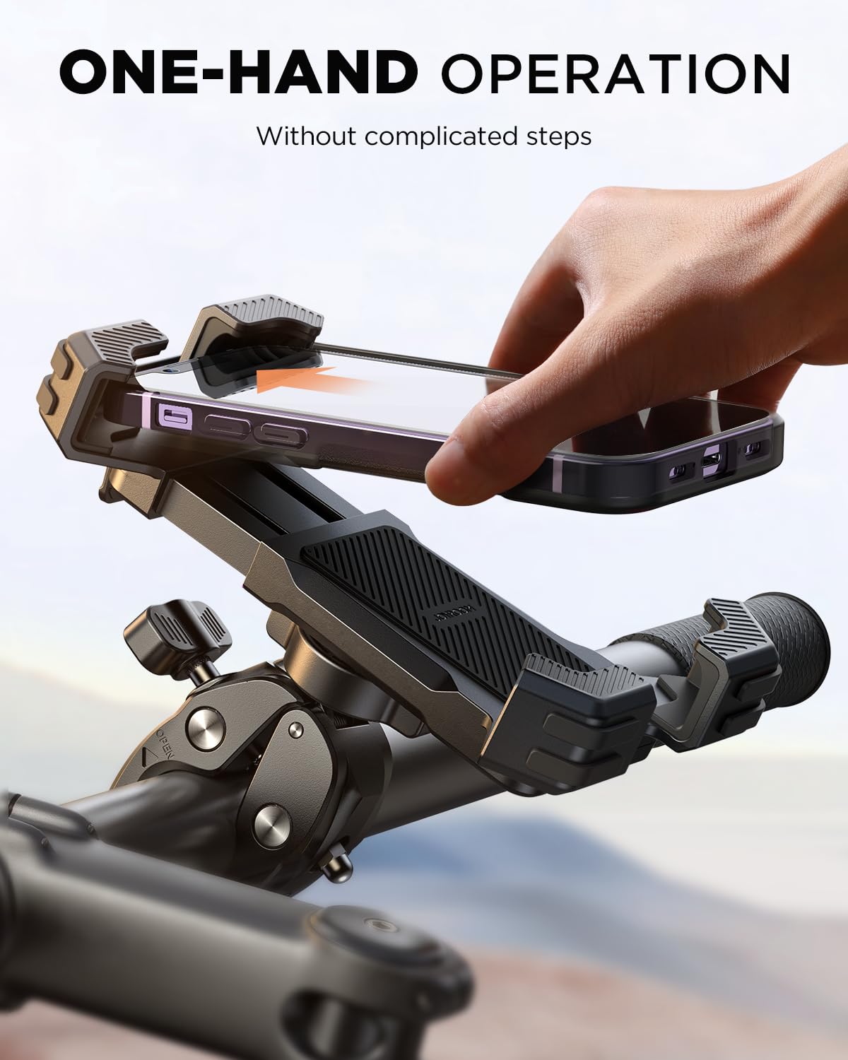 JOYROOM Motorcycle Phone Mount, [Fastest Visualize Lock][150mph Wind Anti-Shake] Bike Phone Holder with Easy Install Handlebar Clamp, fits for Bicycle Scooter ATV/UTV, Fit for iPhone & All Phones