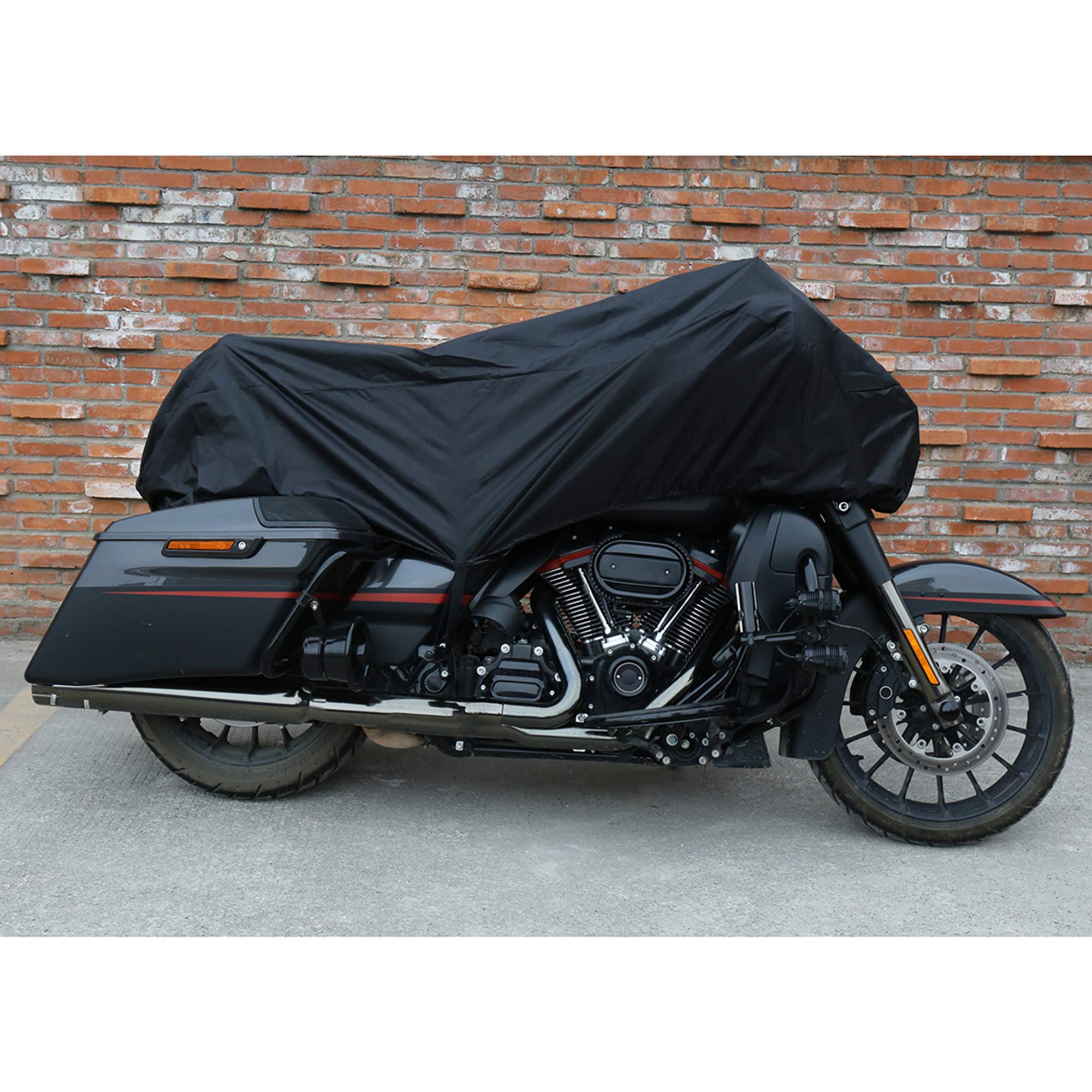 X AUTOHAUX Motorcycle Cover Lightweight Half Cover Outdoor Waterproof Rain Dust Protector Black XL for Most Full Dress Touring Cruiser