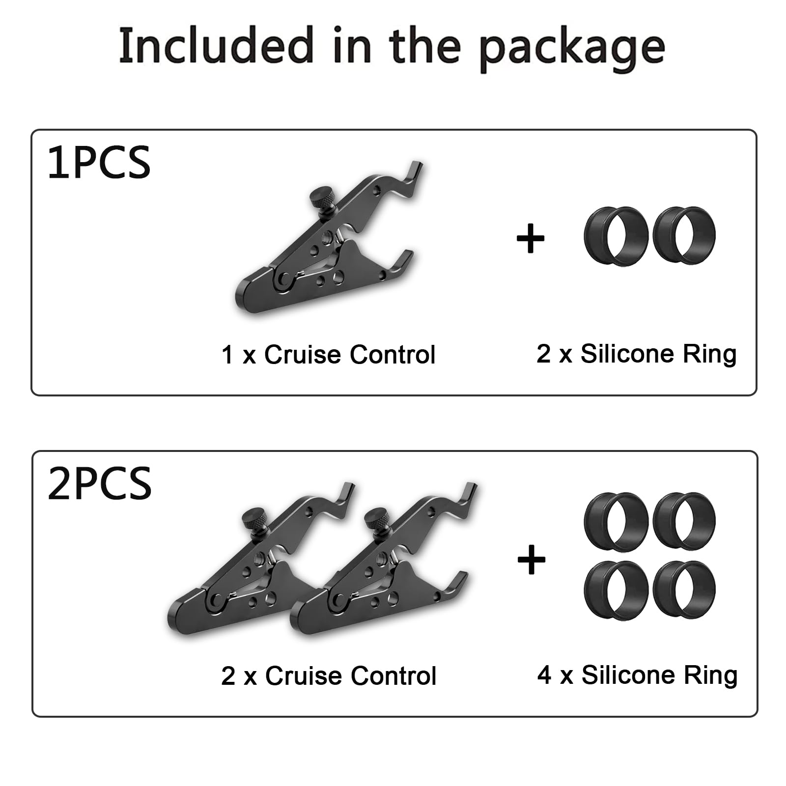 Motorcycle Cruise Control, Motorcycle Throttle Lock, Universal Throttle Assist Wrist/Hand Grip Lock Clamp with Silicone Ring Protect Throttle Control System for Most Any Bike Durabl (1, Black)