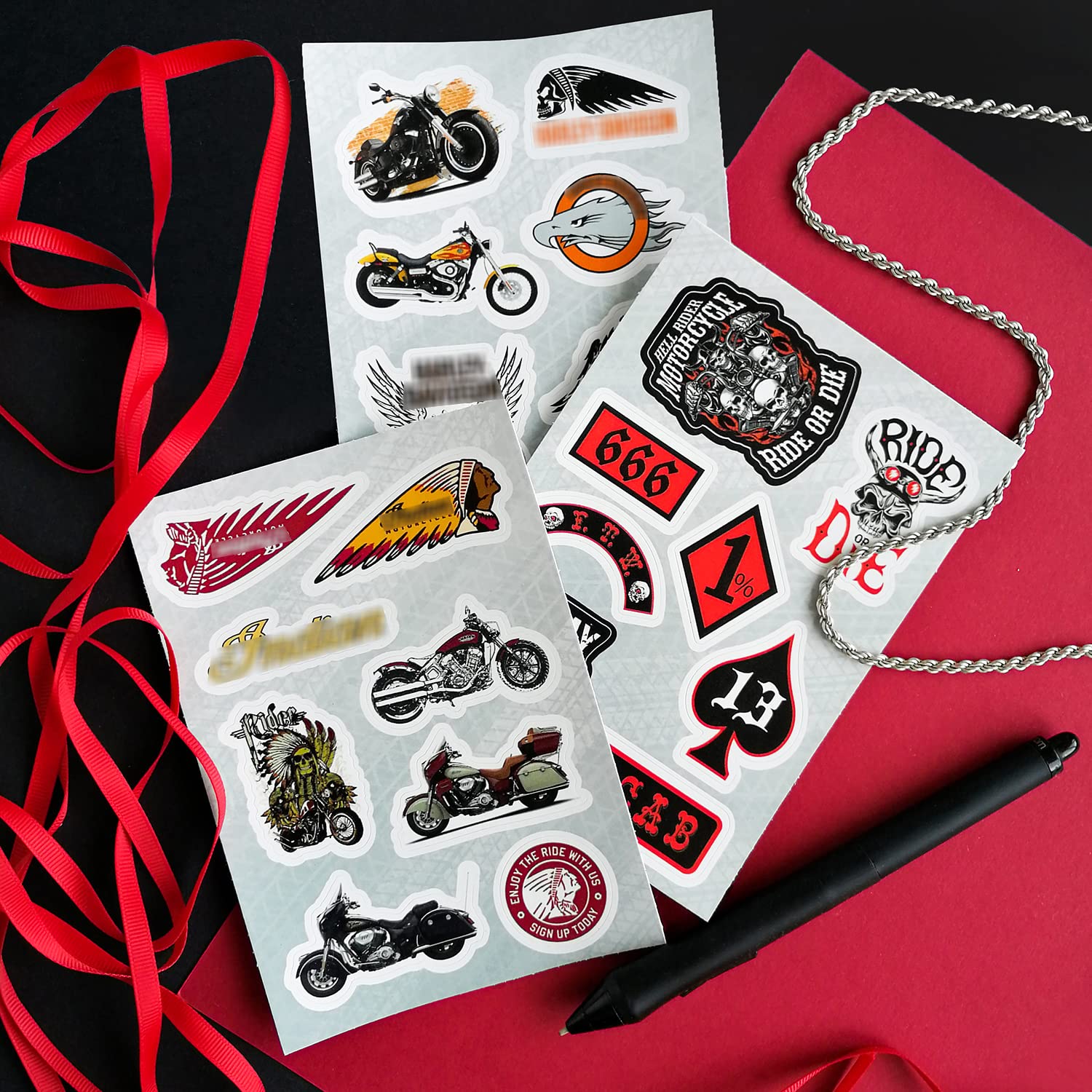 BulbaCraft 179 Pcs Motorcycle Stickers, Motorcycle Brand Stickers, Strong Adhesive & Waterproof Stickers for Adults, Small Stickers, Motorcycle Gifts for Men Vinyl Stickers