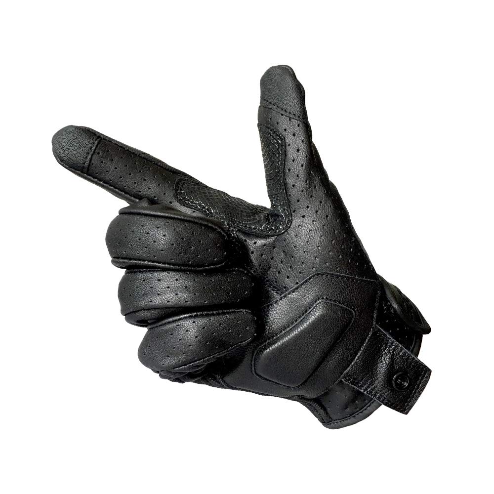 Updated Breathable Leather Motorcycle Gloves with Knuckle Armored Motorbike Gloves for Men (Updated,Perforated, XL)