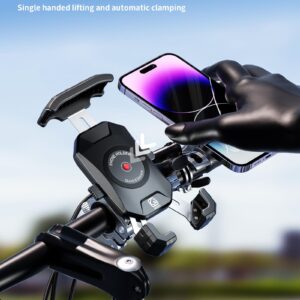 Kewig Motorcycle Phone Mount, Bike Phone Mount with Quick Install Handlebar Clamp, Scooter ATV Motorcycle Cell Phone Holder Cradle with Aluminum Alloy Sturdy Mounting Base, Fit for 4-7" Phones