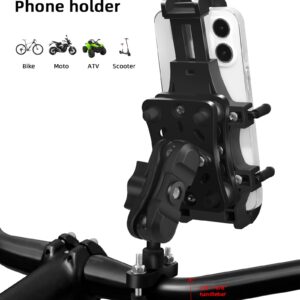 ZIDIYORUO Motorcycle Phone Mount with Vibration Dampener, One-Hand Operation Motorcycle Bike Phone Holder Holds 4.7"-7.1" Cell Phones on Handlebar, Cell Phone Holder for Bike Motorcycle Scooter ATV