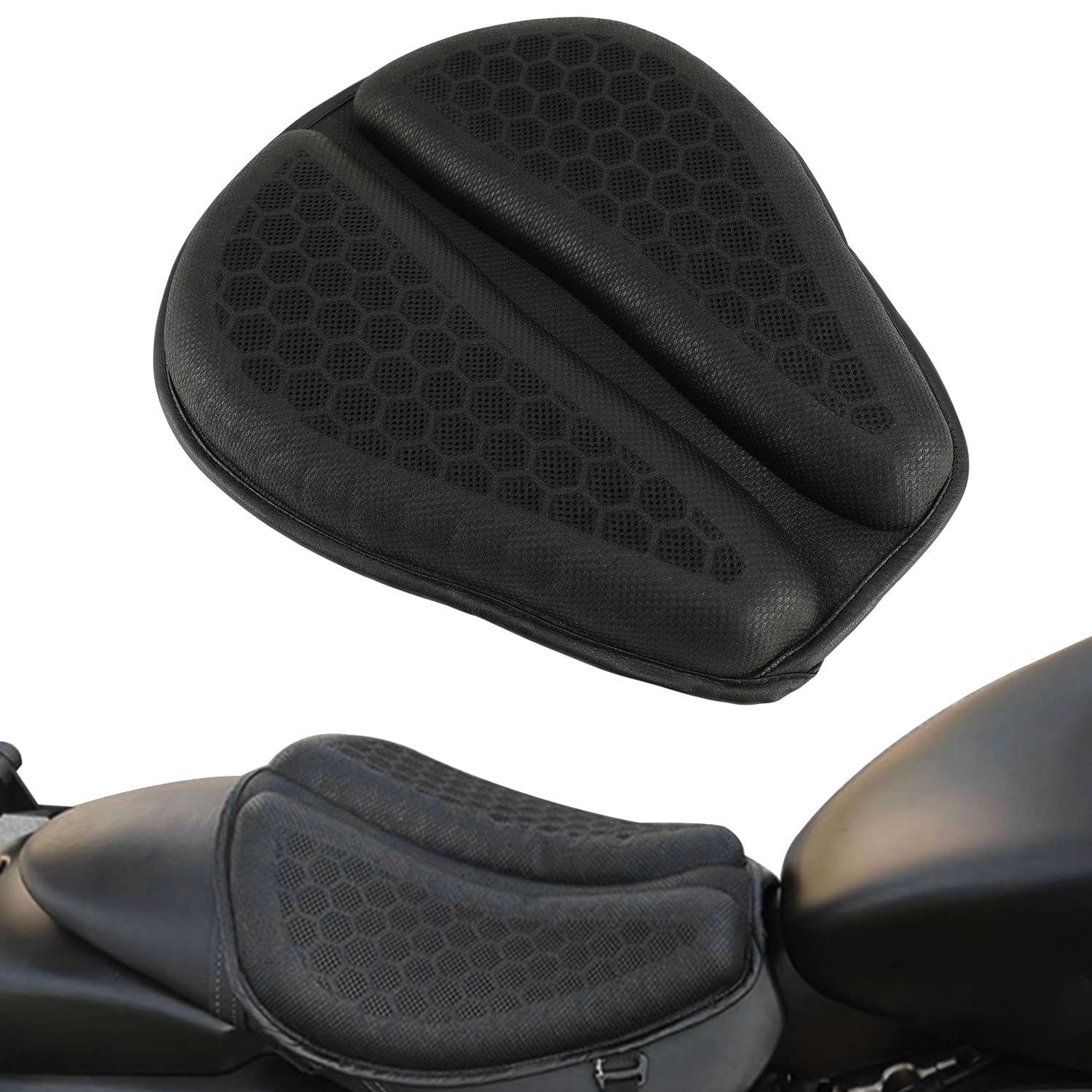 SUNPIE Motorcycle Gel Seat Pad- Universal 3D Honeycomb Motorcycle Seat Cover Breathable and Comfortable Large Seat Cushion Pad