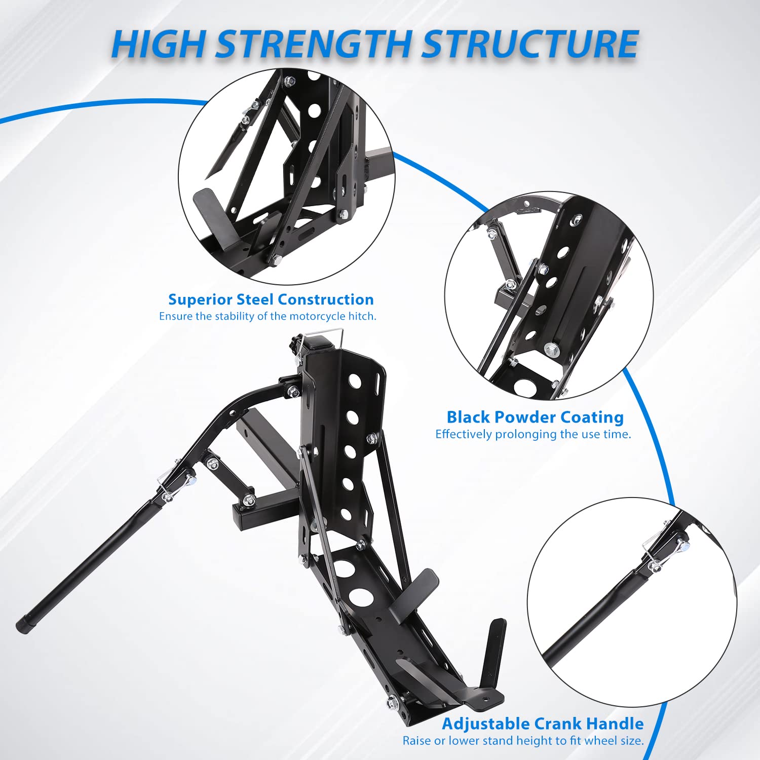 ECOTRIC 800LBS Motorcycle Trailer Hitch Scooter Hauler Mount Rack 2" Motorcycle Tow Carrier Receiver Heavy Duty Steel