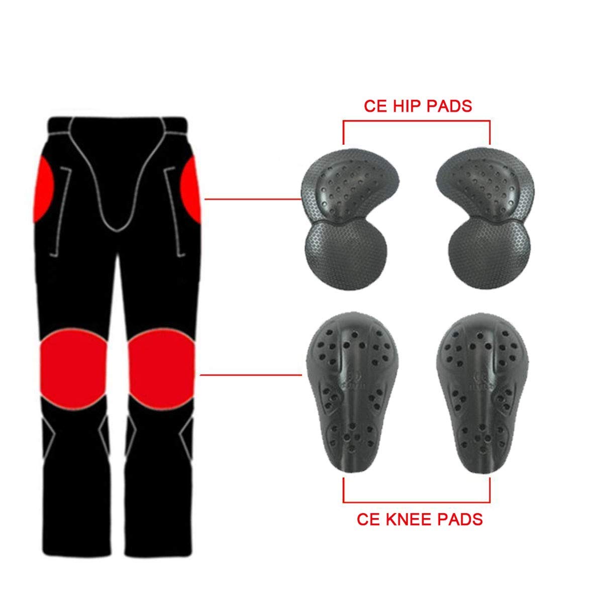 Men's Motorcycle Riding Pants Denim Jeans Protect Pads Equipment with Knee and Hip Armor Pads VES6 (Black, XL=34)