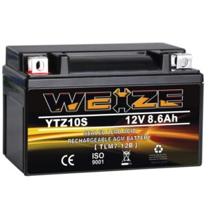 weize ytz10s-bs high performance - maintenance free - sealed agm motorcycle battery compatible with yamaha honda