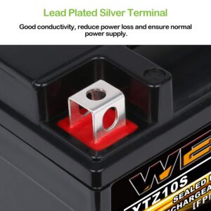 Weize YTZ10S-BS High Performance - Maintenance Free - Sealed AGM Motorcycle Battery Compatible With Yamaha Honda