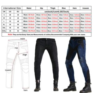 Summer Mesh Motorcycle Riding Jeans with Armor Motocross Racing Slim Stretch Pants (L=32, Black)