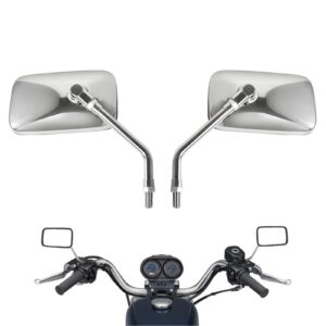 10 mm Bolt Chrome Motorcycle Universal Handlebar Rear view Side Mirrors for Harley Kawasaki Suzuki Aprilia Street Bike Cruiser Scooter Mirror SIZE:125mm X 70mm