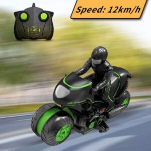 Masefu RC Stunt Car, Remote Control Motorcycle Stunt Power Wheel Motorcycle Car - 2.4 GHz High Speed, 360° Spinning Action Drift Racing Motorcycle for Boys Girls 5-12 Years Kids