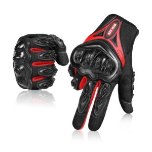 iron jia's motorcycle gloves full finger durable for road racing bike summer spring powersports support touch screen red-l