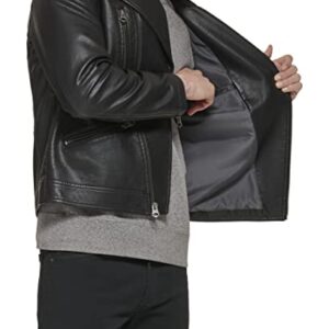 Levi's Men's Faux Leather Motorcycle Jacket, Black Multi Zip