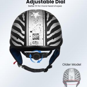 ILM Half Helmet Motorcycle Open Face Sun Visor Quick Release Buckle DOT Approved Cycling Motocross Suits Men Women 205V (L, Patriotic Flag)