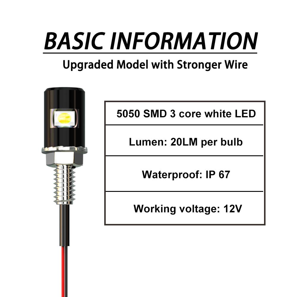 WEIMELTOY License Plate Light, License Tag Screw Bolt LED, Super Bright 12V Waterproof License Plate LED Bulb Motorcycle Tag Lights Legal for Motorcycle Bike Truck RV ATV, Cool White(2PCS)
