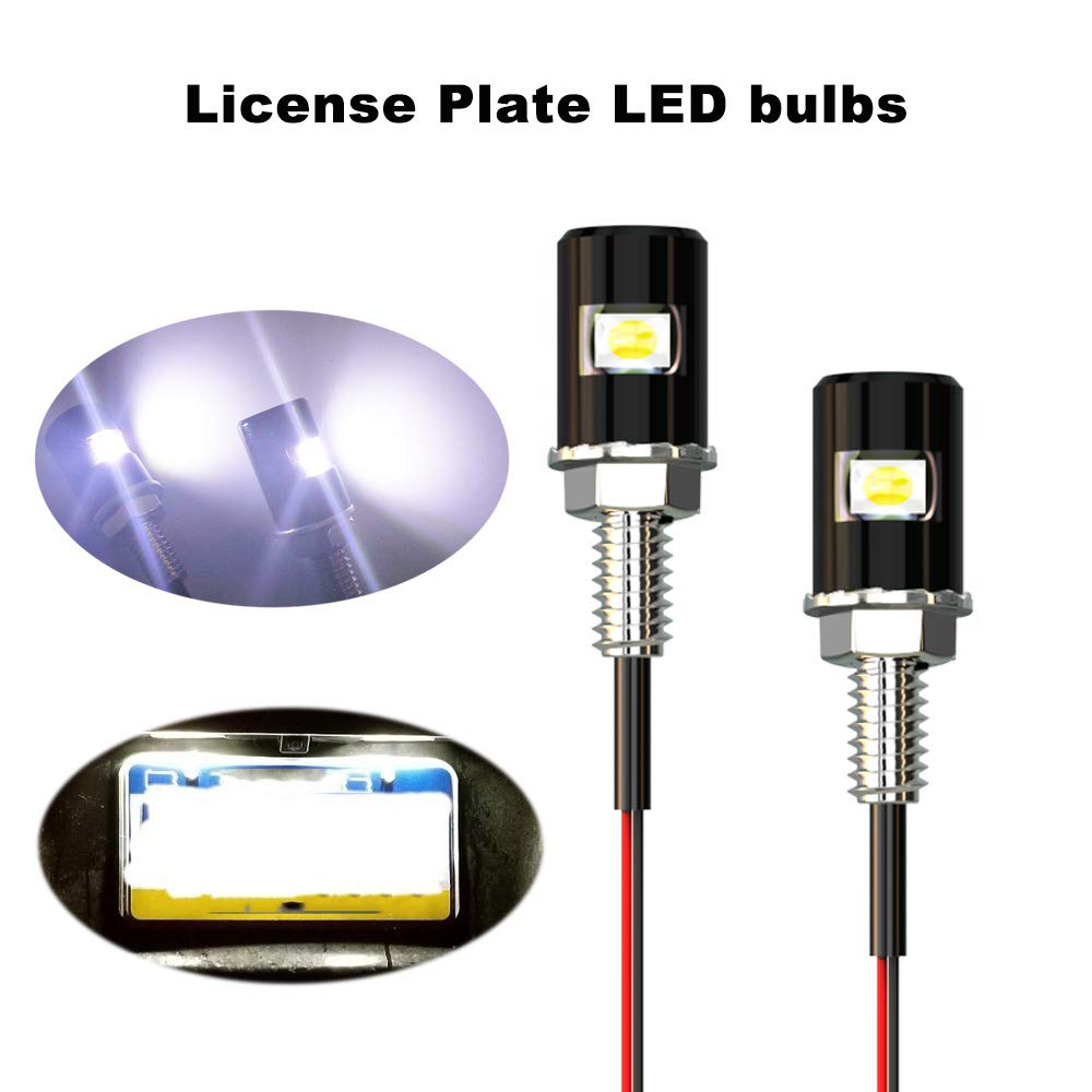 WEIMELTOY License Plate Light, License Tag Screw Bolt LED, Super Bright 12V Waterproof License Plate LED Bulb Motorcycle Tag Lights Legal for Motorcycle Bike Truck RV ATV, Cool White(2PCS)