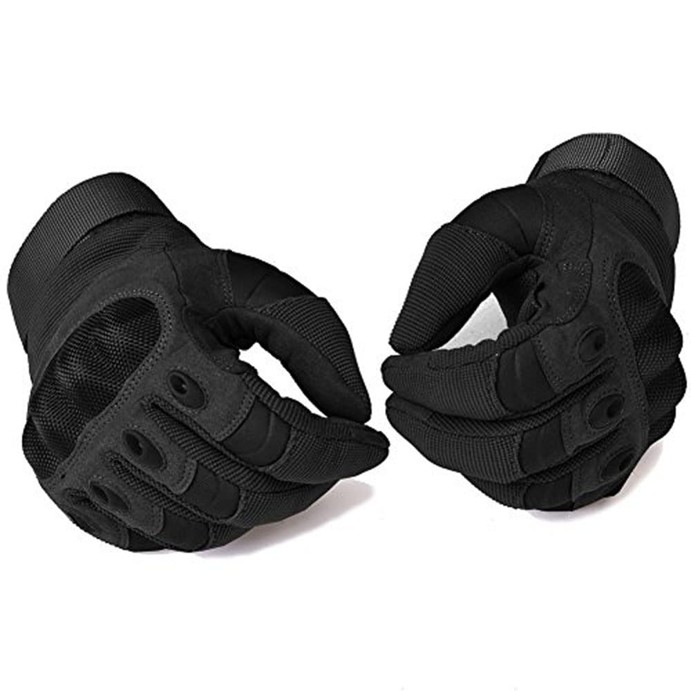 REEBOW GEAR Tactical Gloves Motorcycle Riding Gloves Full Finger Gloves Black Medium