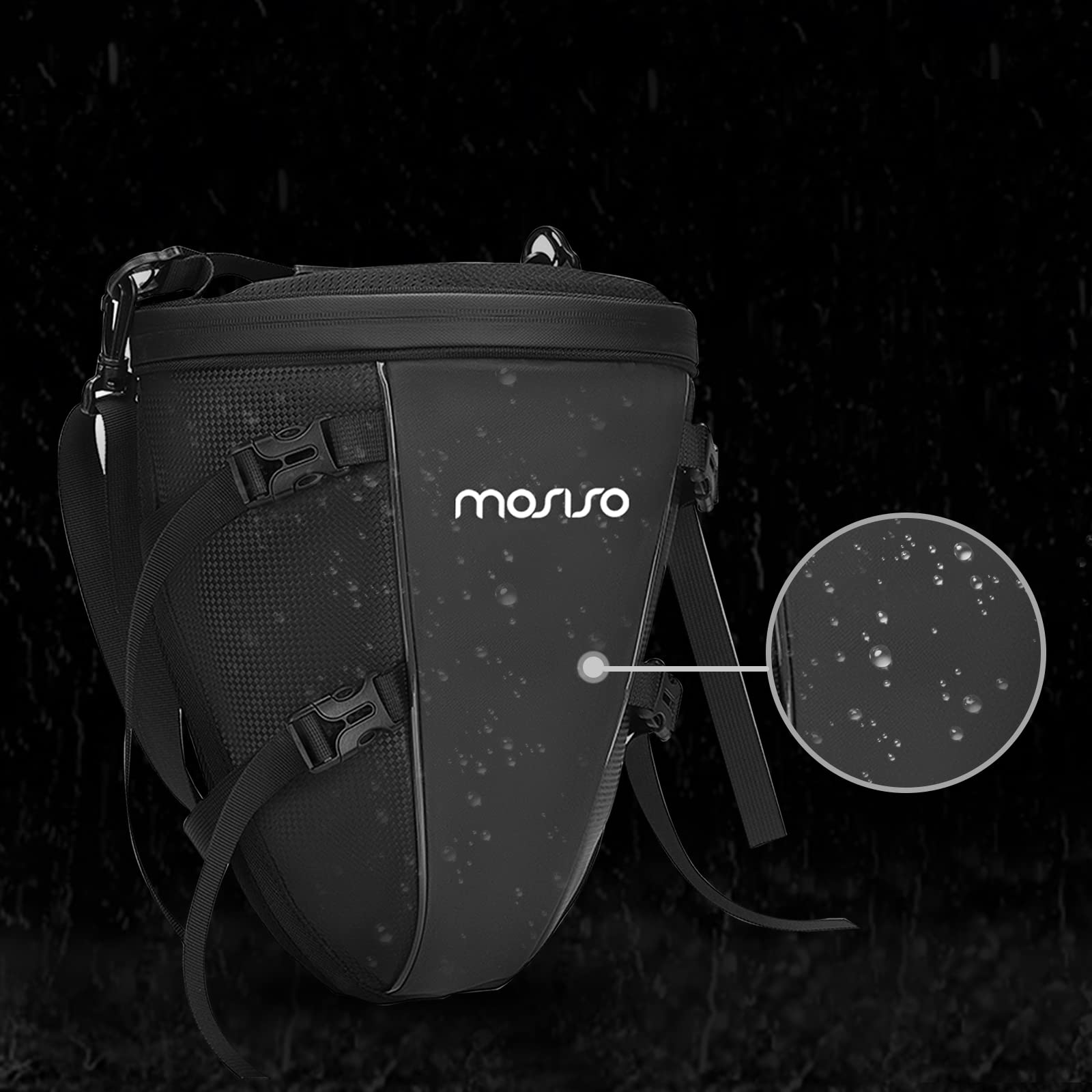 MOSISO Motorcycle Tail Bag Multifunctional Waterproof Polyester Storage Saddle Bag, 10L Outdoor Sports Motorbike Rear Seat Light Tank Bag Tool Carry Bag with Shoulder Strap, Black