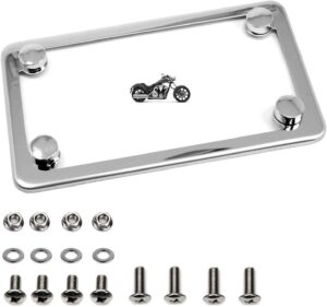 lfparts motorcycle polished stainless steel license plate frame slim style