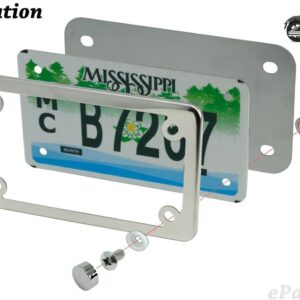 LFPartS Motorcycle Polished Stainless Steel License Plate Frame Slim Style