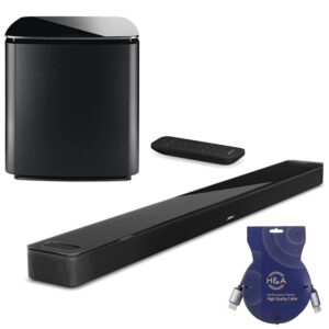 Bose Smart Ultra Dolby Atmos Soundbar, Black, Bundle with Bass Module 700 and 2X Surround Speakers 700, with H&A Brand 10' HDMI Cable (Soundbar + Bass, Black)