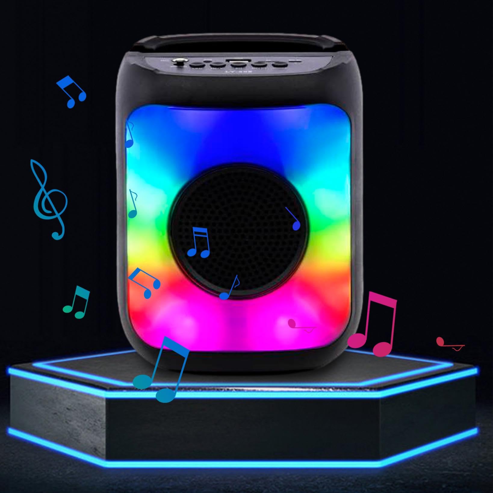 Portable Wireless Bluetooth Speaker Waterproof Speakers Loud Stereo with Mixed Colored LED Lights Mode for Home Theater,Party,Outdoor,Gym,Gaming,TV...