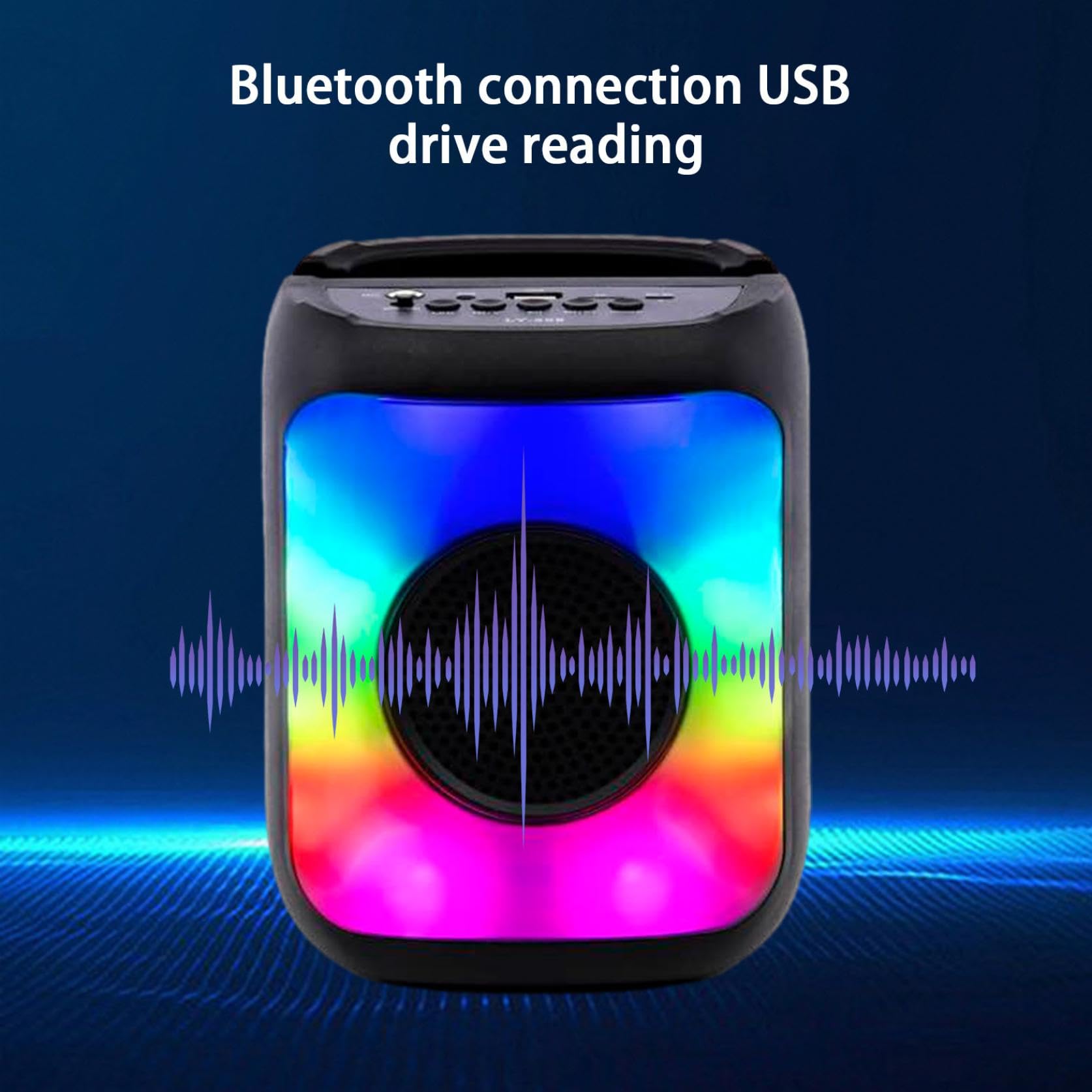 Portable Wireless Bluetooth Speaker Waterproof Speakers Loud Stereo with Mixed Colored LED Lights Mode for Home Theater,Party,Outdoor,Gym,Gaming,TV...