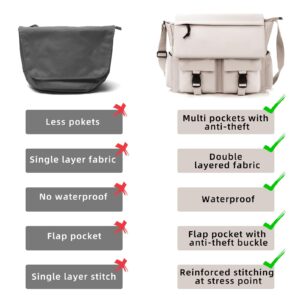 Lovvento Messenger Bag for Men, Women Briefcases Lightweight Men's Laptop Bag 15.6 inch Water Resistant Crossbody Bags Casual Satchel Shoulder College Travel Office Computer Bag (Original-white)