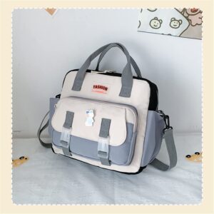 JELLYEA Kawaii Backpack Cute Tote Bag Girl School Crossbody Shoulder Bag with Kawaii Accessories Multi Purpose (Grey)