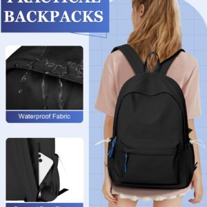 School Backpack for Teen Girls,Simple School Book Bag Waterproof High School Backpack for Boy Middle Student Bookbag College Backpack for Women Men Casual Daypack Travel Aesthetic Backpacks Black