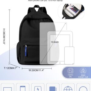 School Backpack for Teen Girls,Simple School Book Bag Waterproof High School Backpack for Boy Middle Student Bookbag College Backpack for Women Men Casual Daypack Travel Aesthetic Backpacks Black