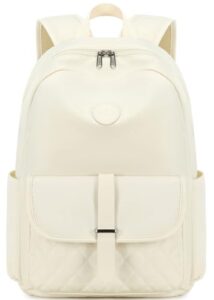 bluboon college laptop backpack school bookbag travel rucksack school bagfor high school(beige-quited)