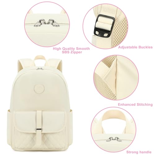 Bluboon College Laptop Backpack School Bookbag Travel Rucksack School Bagfor High School(Beige-Quited)