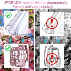 Clear Backpack for Girls Women, Heavy Duty PVC Transparent BookBag, Cute See Through School Bags for Teens Elementary - Pink