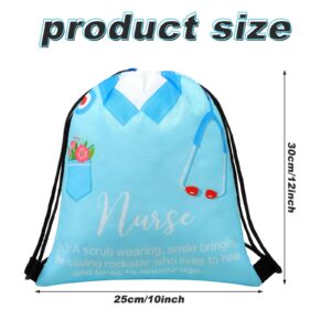 Paterr 24 Pcs Nurse Appreciation Week Nurse Gift Drawstring Backpack Nurse Day Thank You Lightweight Shoulder Bags Nurse Appreciation Nurse Gift Bag for Men Women Healthcare Workers School Party Gift