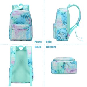 Girls Bookbag with Lunch Box for School, 3PCS Backpack for Girls with Lunch Bag & Pencil Case, Large Capacity Kids Schoolbag for Preschool Kindergarten Elementary