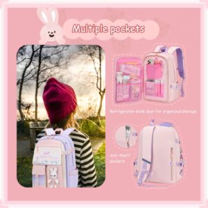 VIDOSCLA Bunny Girls Backpack for School Kawaii Kids Girls Book bags Cute Sequin School Bag for Girls