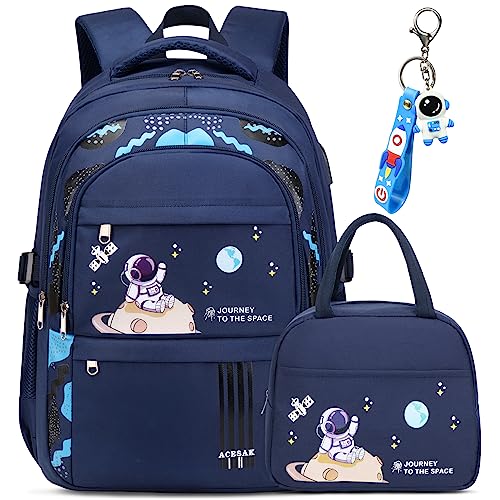 ACESAK Backpack for Boys - Boy Backpack Schoolbag for Boys Kids Children Teens Girls Elementary Middle School Bags, Waterproof Lightweight Kids Bookbag Backpacks Casual Daypack with Lunch Bag Set